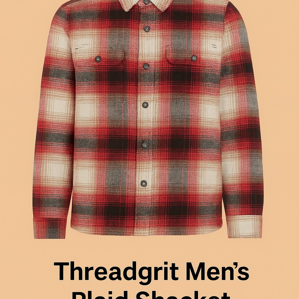 Men's Red Plaid Shacket